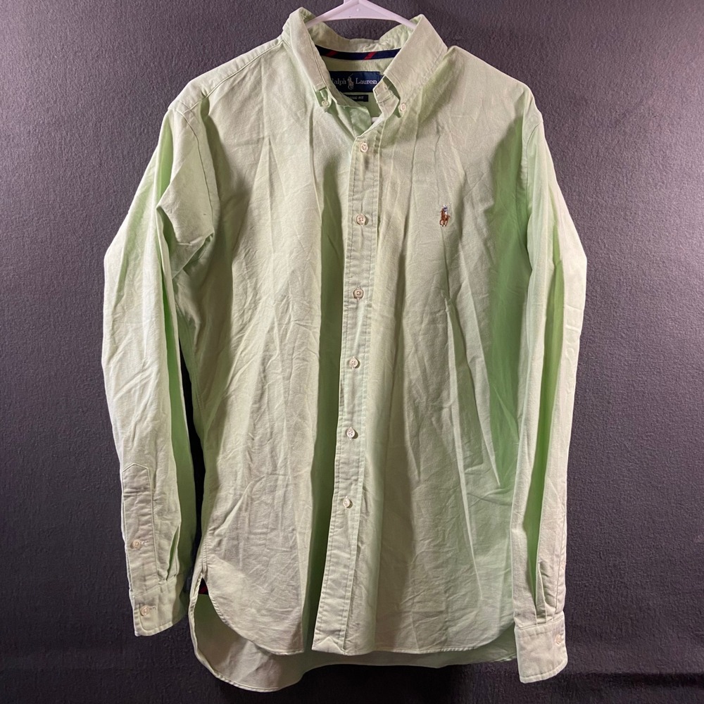 Ralph Lauren men Shirt medium green Oxford Cotton Button Down Classic Fit